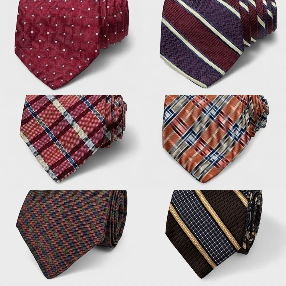 Lot of 6 - Faconnable Luxury Men’s Necktie 100% Silk Made In Italy & France